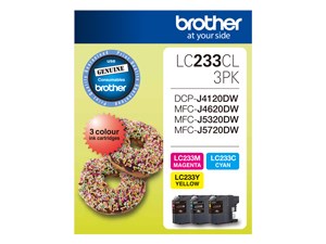 Brother LC-233CL3PK Colour Value Pack to Suit DCP-J4120DW, MFC-J4620DW and MFC-J5720DW